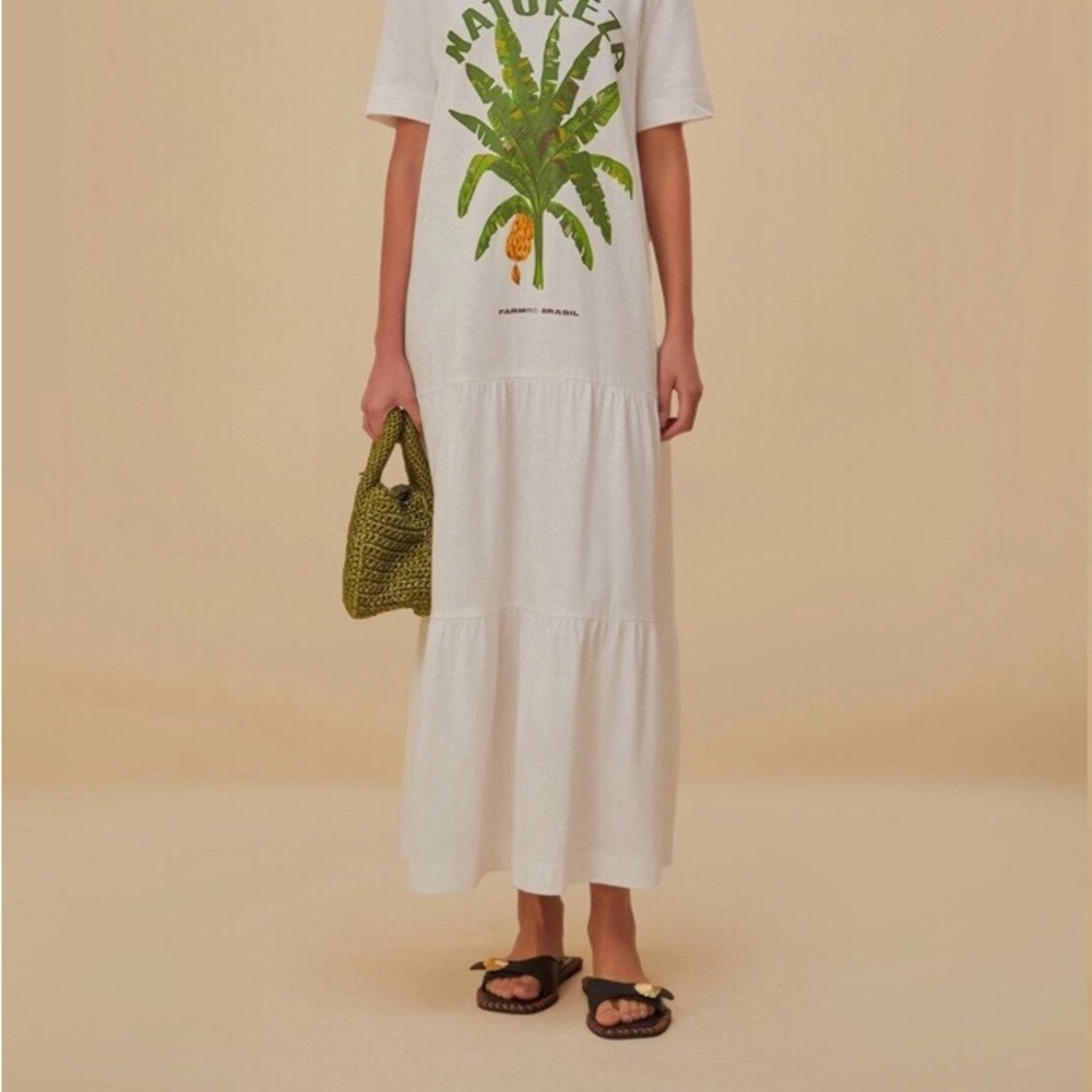 FARM Rio White Maxi Dress with Green Print - Picture 5 of 8
